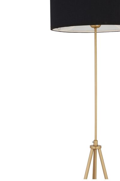 Apliqa Sansa Siyah Şapkalı Eskitme Modern Tasarım Metal3 Ayaklı Abajur Lamba Lambader