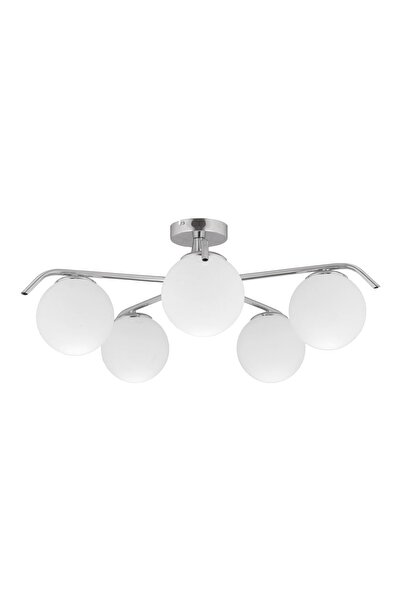 Apliqa Diaspor 5li Krom Füme Camlı Modern Sarkıt Genç Odası Yatak Odası Retro Salon Avize