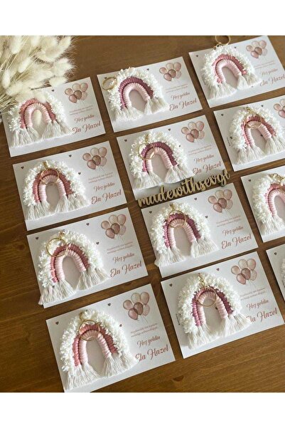 FN 20 Adet Makrome Gökkuşağı Hediyelik Anahtarlık Doğum Hediyeliği