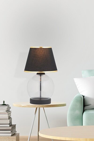 Apliqa Lampon Siyah Şapkalı Siyah Masa Lambası Modern Tasarım Salon-yatak Odası Abajur