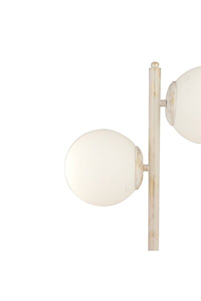 Apliqa Siena 2Li Beyaz Boyalı Beyaz Camlı Masa Lambası Modern Tasarım -Yatak Odası-Salon Abajur