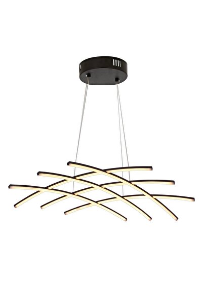 Apliqa Brian Mat Siyah Boyalı 3000k 58 Watt Sarkıt Salon Oturma Odası Ledli Avize