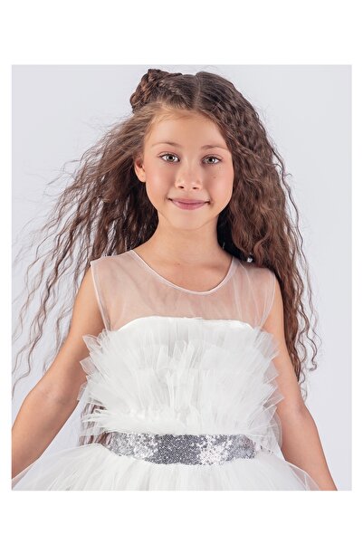 KT PERA BABY KIZ ÇOCUK FIRFIRLI ABİYE MEZUNİYET ELBİSESİ