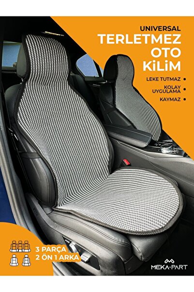 TREND Meka Part Anti-Slip Seat Protector Cover Striped Smoked White 3-Piece Universal 2 Pieces Front 1 Piece Rear