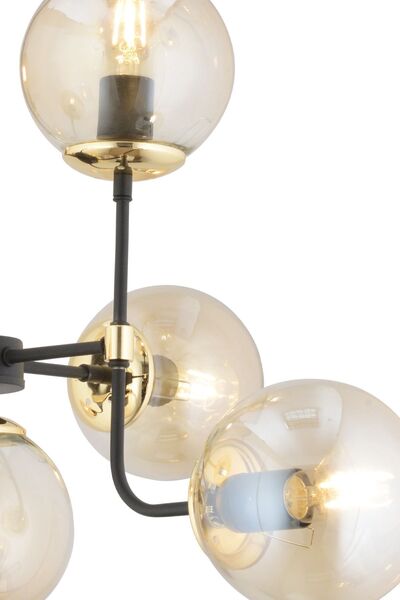 Apliqa Ece 6'lı Siyah Gold Modern Plafonyer Genç Odası Yatak Odası Salon Avize