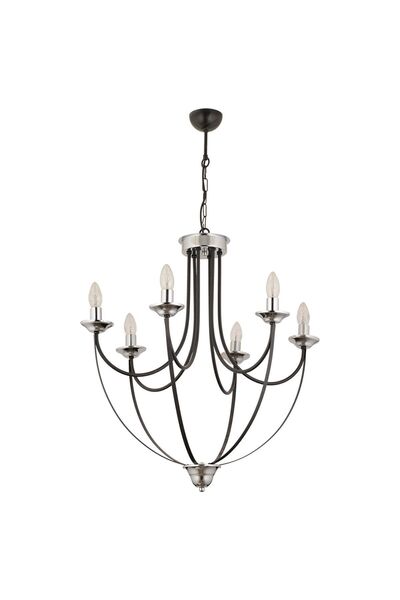 Apliqa Obito 6Lı Siyah Krom Modern Sarkıt Yatak odası Retro Salon Avize