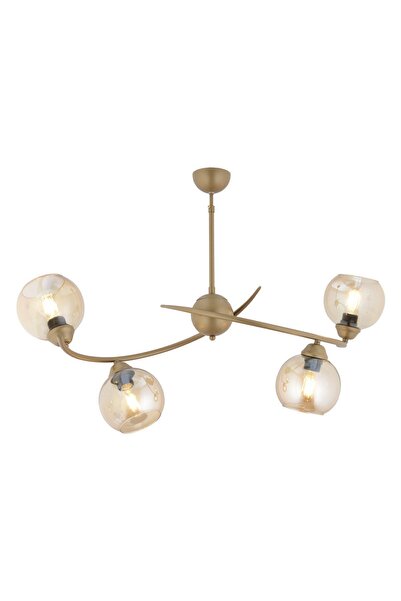 Apliqa Pireal 4'lü Sıralı Eskitme Bal Camlı Modern Oturma Odası Salon Avize