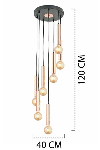 Apliqa Elisa 7Li Sarkıt Bakır Sarkıt Modern Genç Odası Mutfak Salon Sarkıt Avize