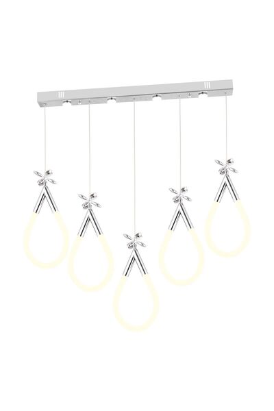 Apliqa Vojens 5'li Sıralı Krom Ledli Kelebek Detaylı Modern Koridor, Yatak Odası Salon Sarkıt Led Avize