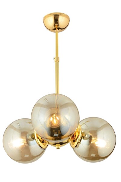 Apliqa Novento 3Lü Gold Bal Camlı Modern Sarkıt Mutfak Salon Avize