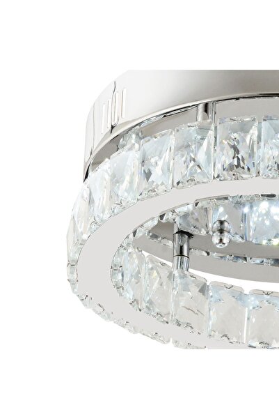 Apliqa Ardenia Tekli Krom Ledli 3 Renkli Kristalli Taşlı Modern Tasarım Led Kristal Salon Avize