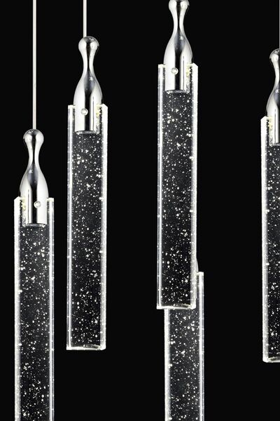 Apliqa Klaus 6'li Yuvarlak 3 Renkli 75 Watt Krom Kristal Ledli Modern Oturma Odası Salon Sarkıt Avize