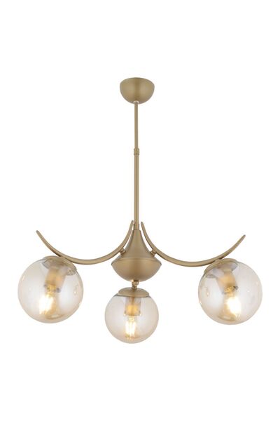 Apliqa Germaine 3'lü Yuvarlak Eskitme Bal Camlı Modern Oturma Odası Salon Avize