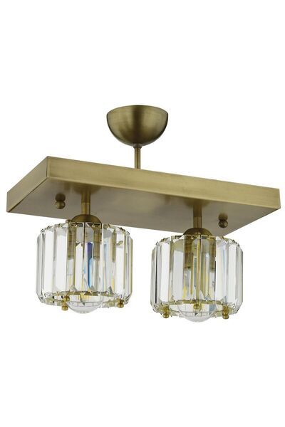 Apliqa Sabrina 2 Li Eskitme Plafonyer Kristalli Taşlı Modern Tasarım Kristal Salon Avize