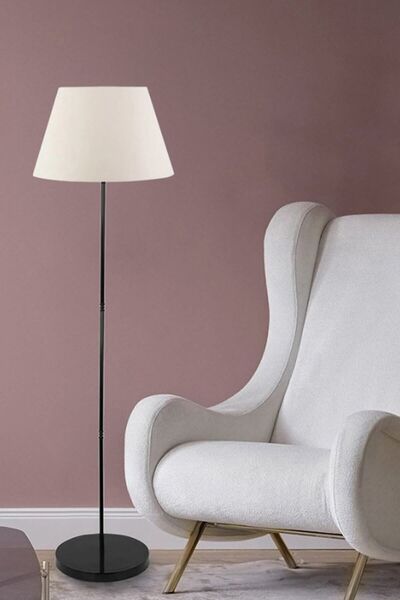 Apliqa Flora Tekli Beyaz Şapkalı Siyah Dekoratif Modern Tasarım Retro Salon Lambader