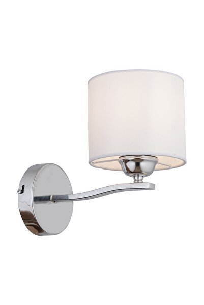 Apliqa Keria Tekli Beyaz Şapkalı Krom Duvar Lambası Yatak Odası-yatak Başı-banyo Için Modern Aplik