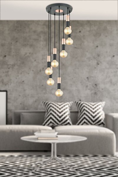 Apliqa Miranda 7Li Sarkıt Bakır Sarkıt Modern Genç Odası Mutfak Salon Sarkıt Avize