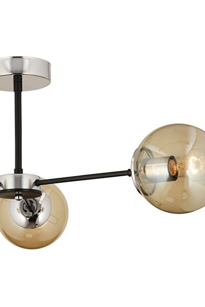 Apliqa Nide 3Lü Siyah Krom Bal Camlı Modern Genç Odası Yatak Odası Retro Salon Avize