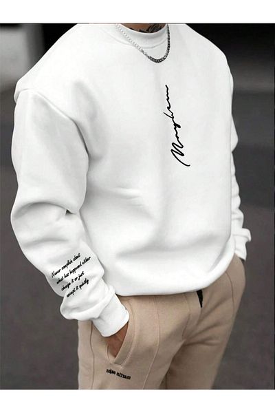 Revasser NEVER Πολύχρωμο Unisex Oversize βαμβακερό φούτερ - Crew Neck