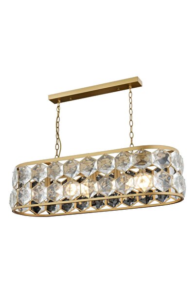 Apliqa Roman 5'li Sıralı Eskitme Kristalli Taşlı Modern Tasarım Kristal Salon Avize