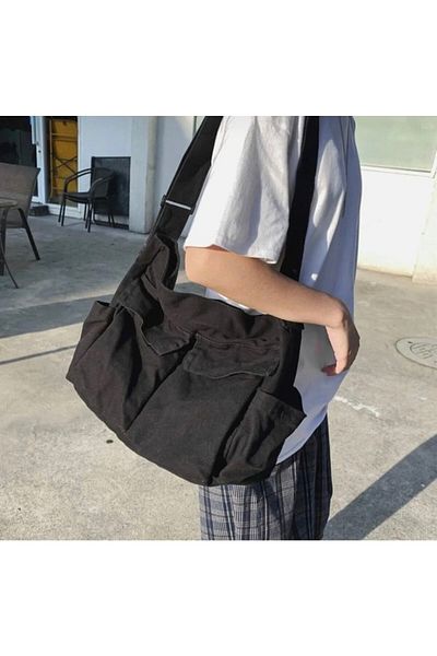 AtegeWear Geantă Harajuku Vintage Unisex Messenger - Blugi/Jean