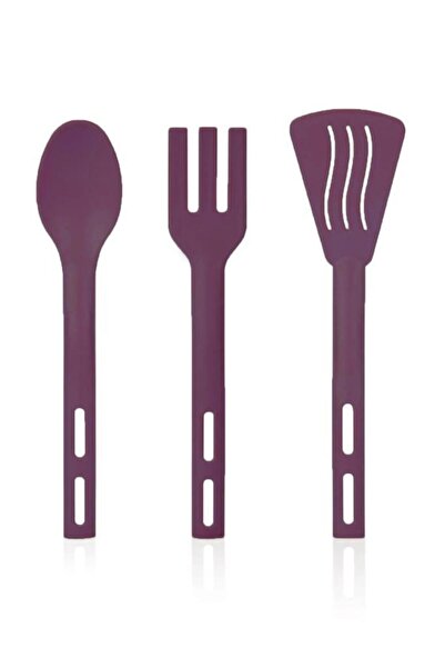 Tiesa Home Purple 3-Piece Mini Plastic Spatula Spoon Fork Serving Set