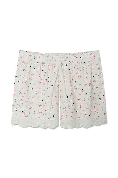 HNX Lace Leg Cotton Women's Pajama Shorts