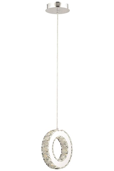 Apliqa Akanay Tekli Krom Ledli 3 Renkli Sarkıt Kristalli Taşlı Modern Tasarım Led Kristal Top Salon Avize