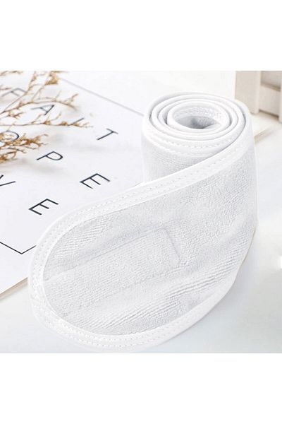 Mokita Home Βαμβακερή αθλητική ζώνη μαλλιών - Κεφαλόδεσμος μακιγιάζ με απλή μπούκλα και ταινία Velcro