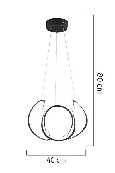 Apliqa Pietra Siyah Sarkıt 56 Watt Sarkıt 3 Renkli Ledli Modern Mutfak Banyo Led Salon Sarkıt Avize