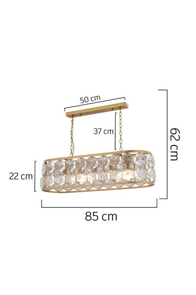 Apliqa Roman 5'li Sıralı Eskitme Kristalli Taşlı Modern Tasarım Kristal Salon Avize
