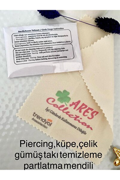 Arescollection PİERCİNG,KÜPE,ÇELİK ALTIN GÜMÜŞ TAKI TEMİZLEME PARLATMA MENDİLİ(KENDİNDEN CİLALI)