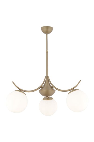 Apliqa Germaine 3'lü Yuvarlak Eskitme Beyaz Camlı Modern Oturma Odası Salon Avize