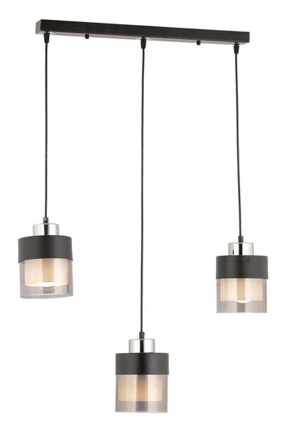 Apliqa Boris 3 Lü Sıralı Siyah-krom Sarkıt Modern Genç Odası Mutfak Salon Sarkıt Avize