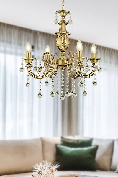Apliqa Beyza 4 Arm Antique Cast Modern Bedroom Kitchen Living Room Chandelier
