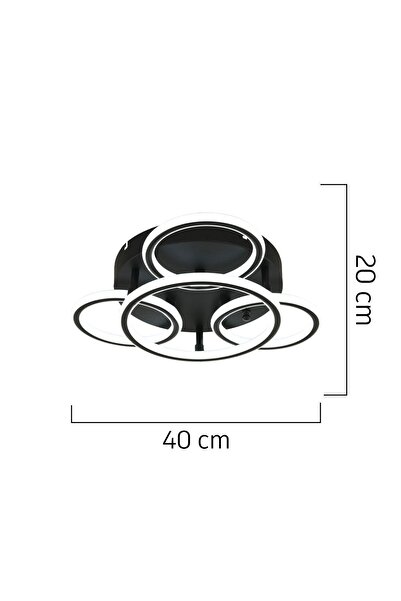 Apliqa Dalia Siyah 114 Watt Ledli Modern Mutfak Banyo Led Salon Plafonyer Avize
