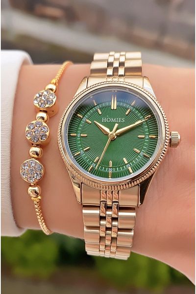 Homies Brand Gold Color Thin Cord Small Case Wrist Watch - Bracelet Gift