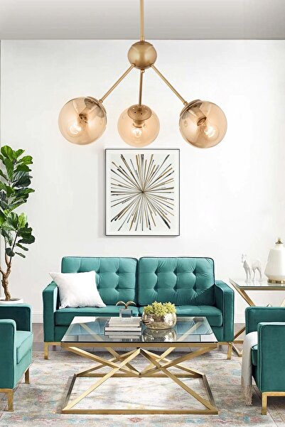 Apliqa Meyo 3Lü Eskitme Bal Camlı Modern Genç Odası Yatak Odası Salon Avize