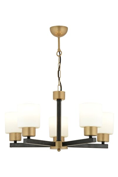 Apliqa Jade 5 Li Avize Eskitme Siyah Boyalı Beyaz Camlı Modern Genç Odası Yatak Odası Retro Salon Avize