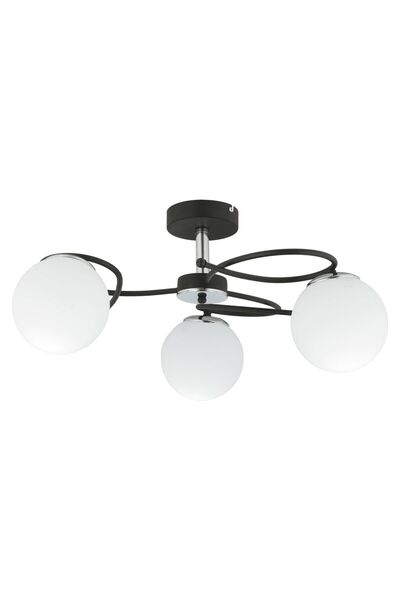 Apliqa Rodonit 3lü Siyah Krom Beyaz Camlı Modern Sarkıt Genç Odası Yatak Odası Retro Salon Avize