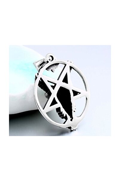 daisybydaisy Titanyum Alaşım Çelik Sabbatic Keçi Ritüel Lucifer Pentagram Kolye