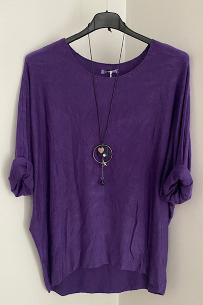 AYASOFYA OTANTIK Bluză de damă din tricot mov italian cu accesorii colier