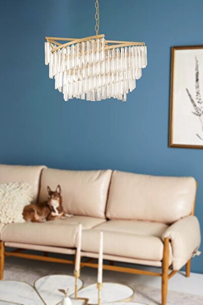 Apliqa Arizona Eskitme Kristalli Taşlı Modern Tasarım Yemek Masası Üstü Kristal Salon Avize