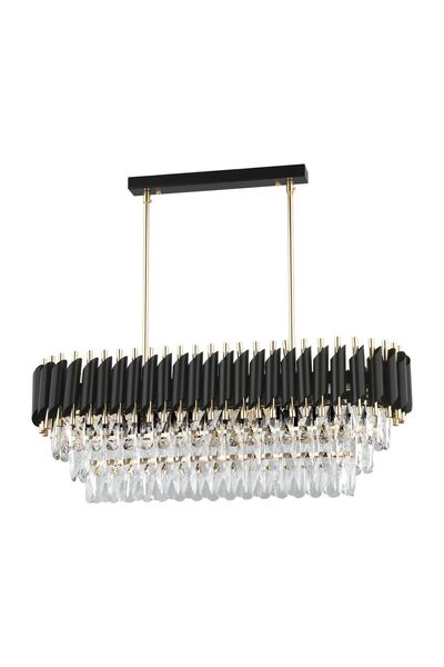 Apliqa Mikula 80'lik Sıralı Gold Kristal Taşlı Modern Yemek Odası Salon Sarkıt Avize