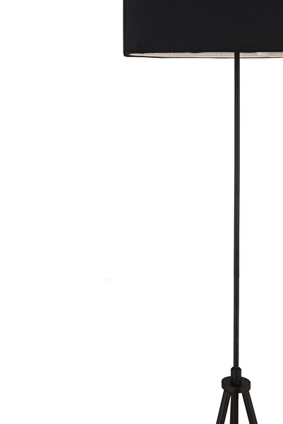 Apliqa Sansa Siyah Şapkalı Siyah  Modern Tasarım Metal3 Ayaklı Abajur Lamba Lambader