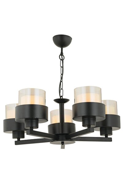 Apliqa Carla 5 Kollu Siyah Modern Genç Odası Mutfak Oturma Odası Retro Salon Avize