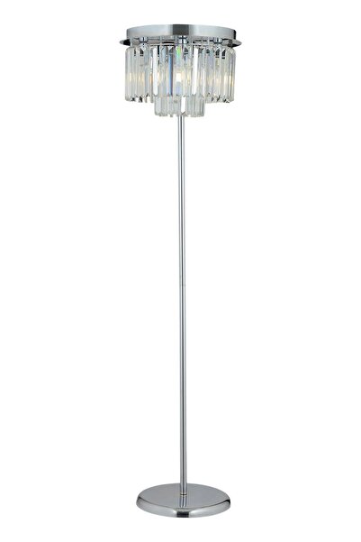 Apliqa Nilüfer Yuvarlak Krom Kristal Taşlı Modern Tasarım Metal Lambader