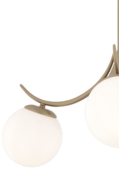 Apliqa Germaine 3'lü Yuvarlak Eskitme Beyaz Camlı Modern Oturma Odası Salon Avize