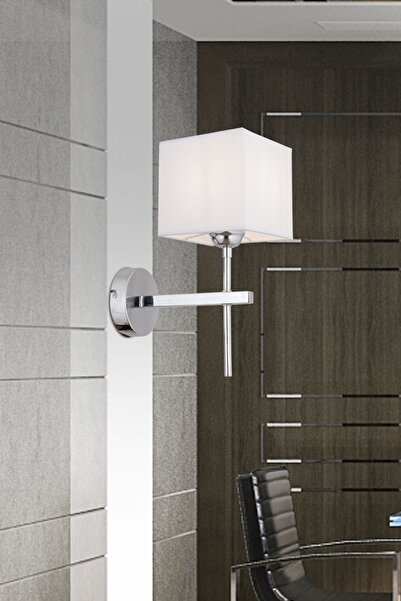 Apliqa Rory Tekli Beyaz Şapkalı Krom Duvar Lambası Yatak Odası-yatak Başı-banyo Için Modern Aplik