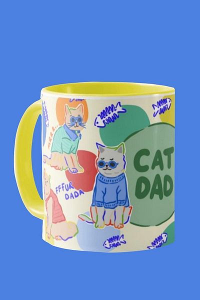 Hello Melody Design Mug "CAT DAD" from Hello Melody mug series - Original design digital printing mug 9.5x8 cm